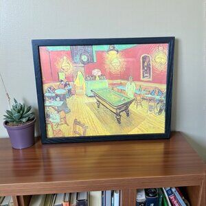 Vintage Van Gogh Framed "Night Cafe Print" Post-Impressionist Bar Scene
